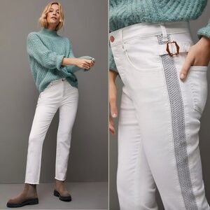 Anthropologie Pilcro White Straight Leg Cropped Jeans